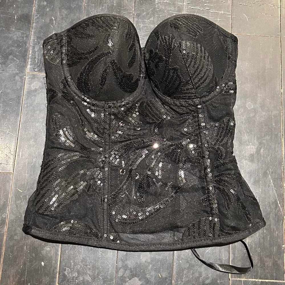 Love J Black Corset with Lace-Up Design